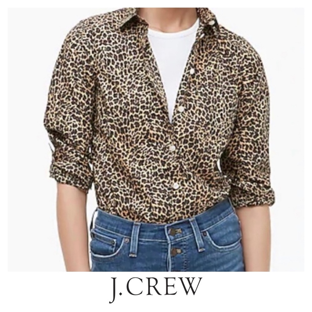 J. Crew Leopard Print Button Up Shirt